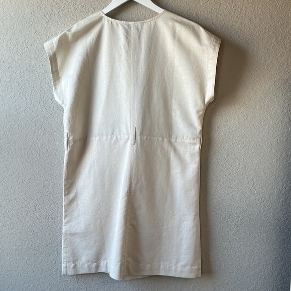 NWT Banana Republic Factory Linen Blend Shift Dress in Alabaster Size S Petite - Picture 8 of 16